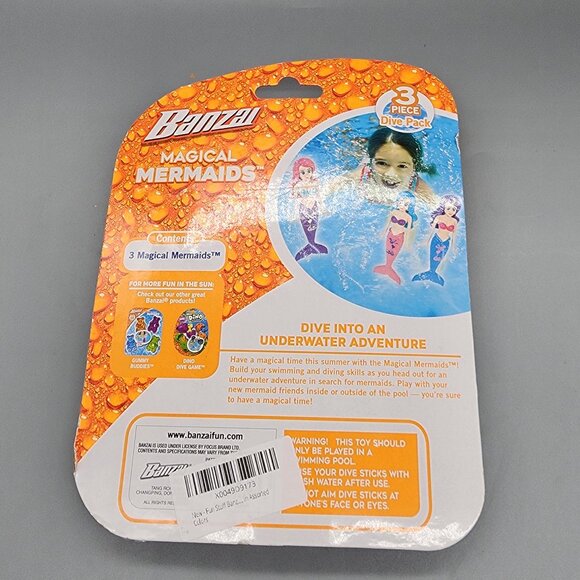 Banzai Magical Mermaids 3 Piece Dive Pack Water Toy Set - New Sealed - Picture 2 of 5
